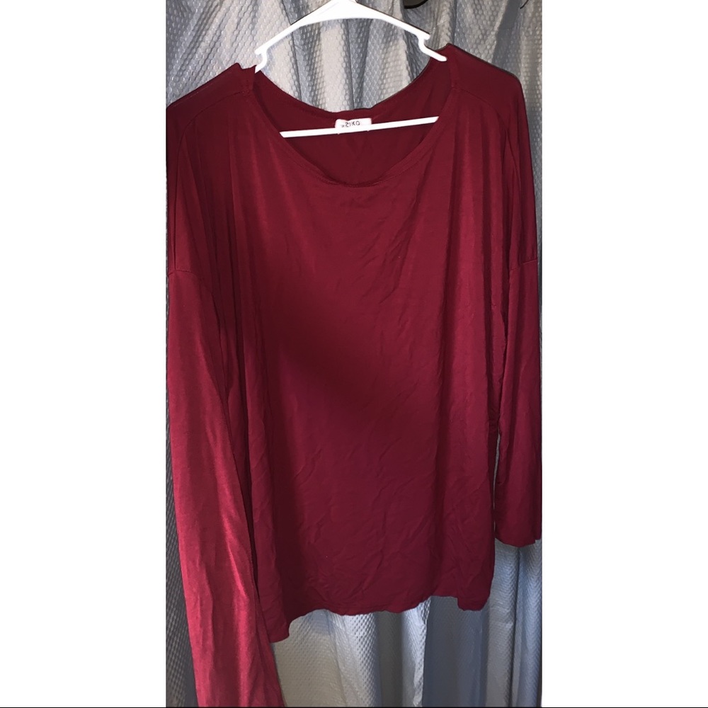 Reddish burgundy long sleeve Piko shirt ✨